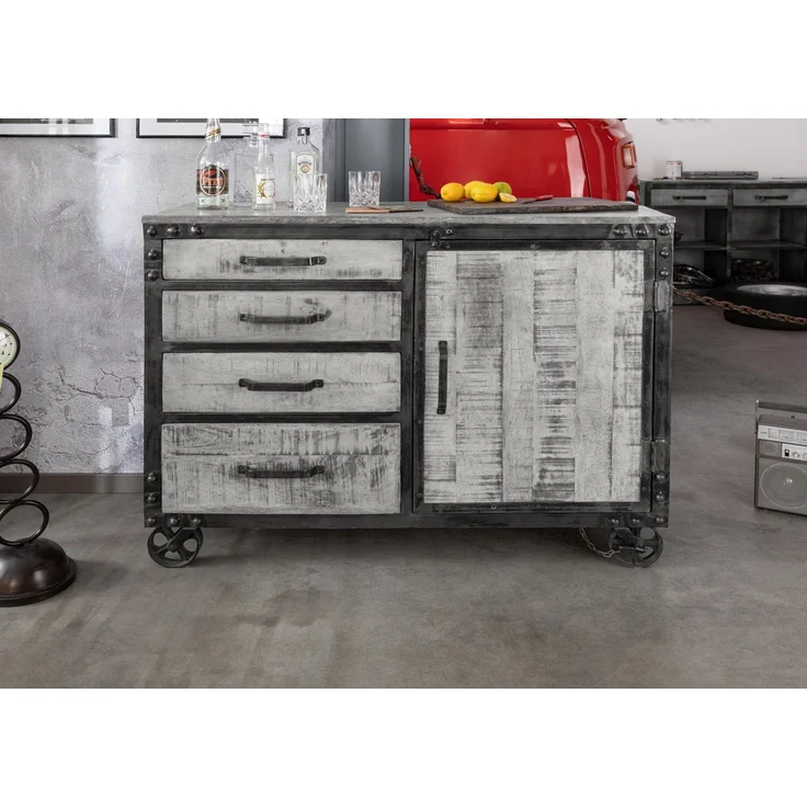 Sideboard Mango 120x46x92 grau lackiert HEAVY INDUSTRY #125 – Bild 3