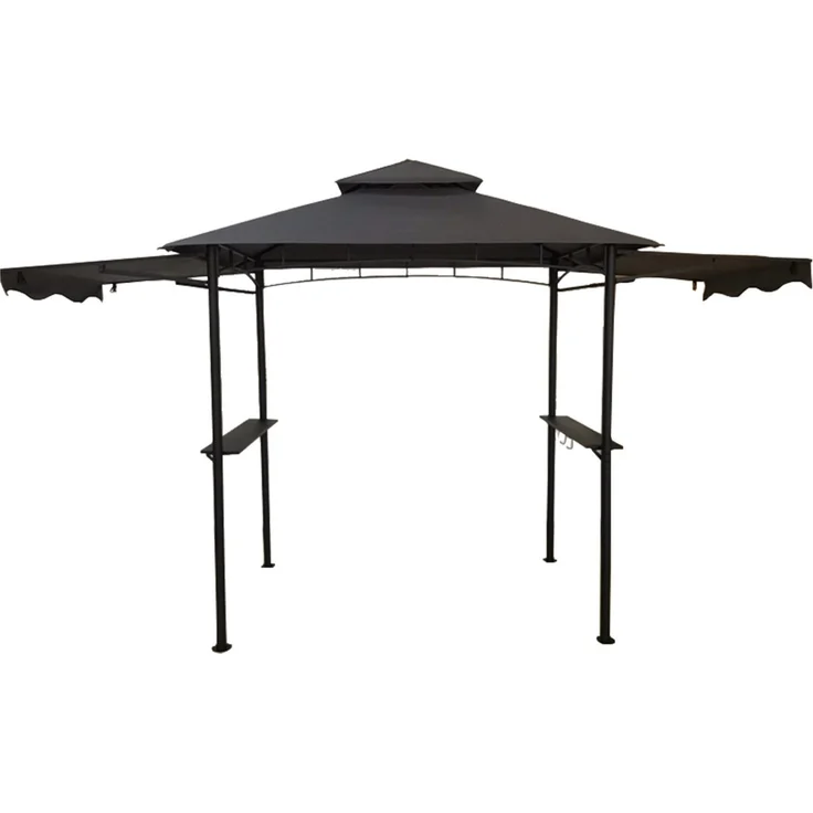HC Garten & Freizeit BBQ Grillpavillon, 240x150x250 cm, pulverbeschichtetes Stahlgestell, feuerresistentes Polyesterdach, anthrazit mit Ablagen und Rauchabzug