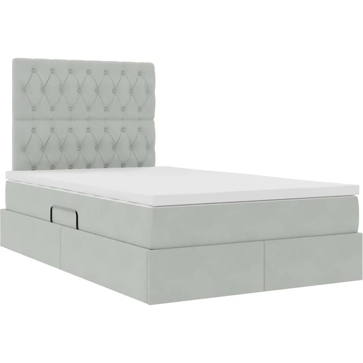 vidaXL Aufbewahrungsbett mit Matratze Hellgrau 120 x 200 cm Samt 3372081 – Bild 5