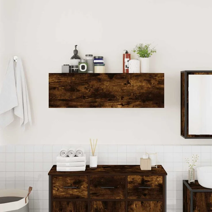 vidaXL Bad-Wandschrank Räuchereiche 100x25x30 cm Holzwerkstoff 860098 – Bild 3