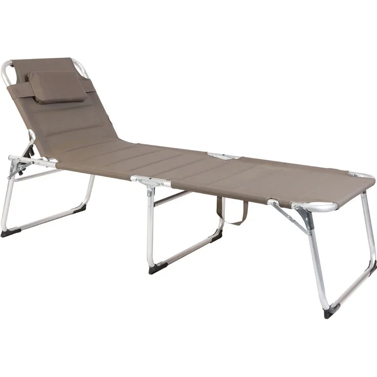 Spetebo Gartenliege XXL Aluminium Gartenliege 200x70 cm - taupe, Stück, 1 St, Sonnenliege, Breite Sonnenliege mit Kopfkissen