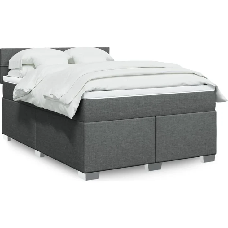 vidaXL Boxspringbett mit Matratze Dunkelgrau 140x200 cm Stoff 3288212 – Bild 1