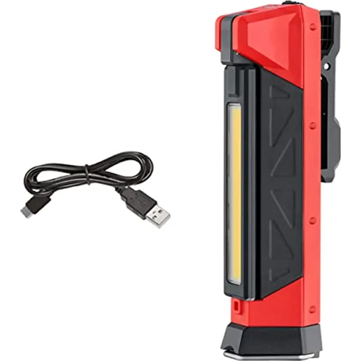 4K5 Tools Handlampe FL 800 (ausklappbare LED-Lampe, Leuchtkraft 800 Lumen, schwenkbarer Leuchtkopf, vier Leuchtstufen, Arbeitslampe aufladbar über USB-C)