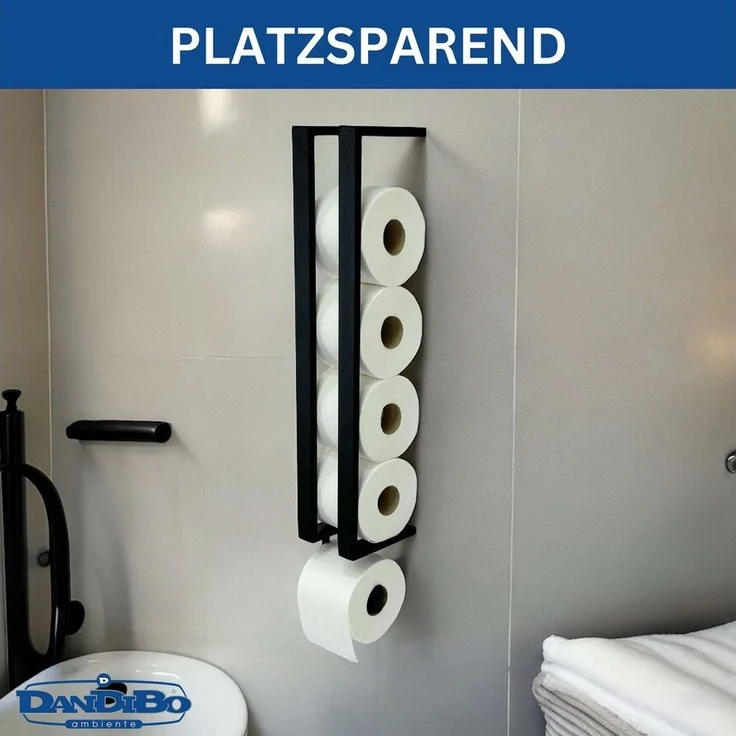DanDiBo Toiletten-Ersatzrollenhalter Toilettenpapierhalter Schwarz Wand Metall Toilettenpapier Aufbewahrung – Bild 3