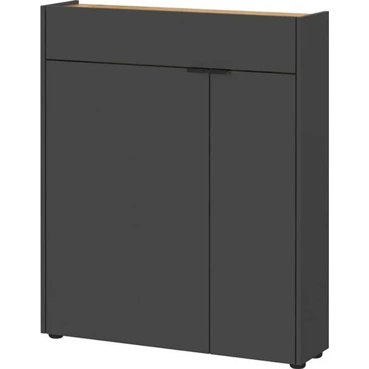 Lomadox Schuhschrank ABERDEEN-01 in graphit und Eiche, 2 Türen, 1 Schublade – Bild 4