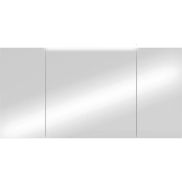 byLIVING Spiegelschrank Spree/Korpus matt weiß mit Spiegeltüren/Hängeschrank mit Soft-Close-Funktion/Inklusive LED-Beleuchtung/Badschrank mit Stecker- und Schalterdose/B 120, H 60, T 20 cm (Weiß) – Bild 2