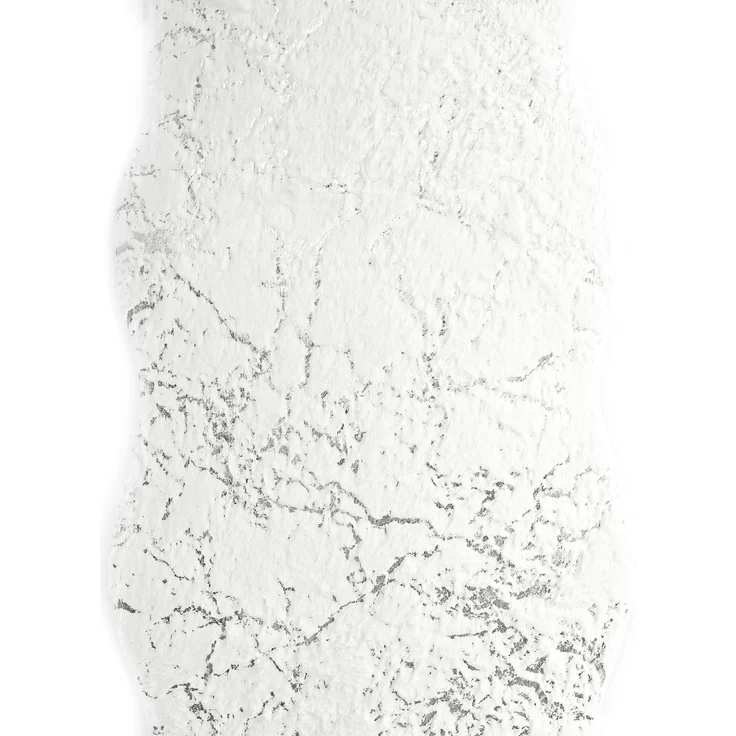 Trendmax Badematte mit Marmormotiv Rutschfest Waschbar mit wellige Umrandung Weiß/Silber – Bild 2