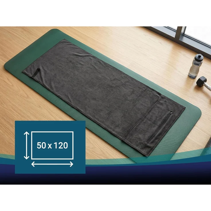 ZOLLNER Fitnesstuch, 85% Polyester 15% Nylon, 50x120 cm, graphit – Bild 3