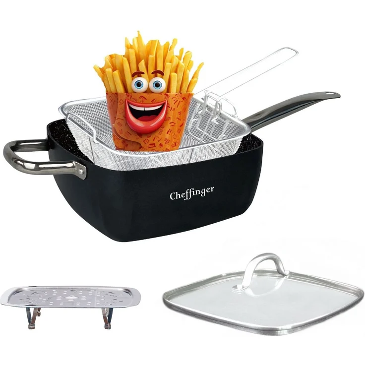 Bratpfanne Pfanne Fritteuse Glasdeckel Induktion FA04 schwarz – Bild 3