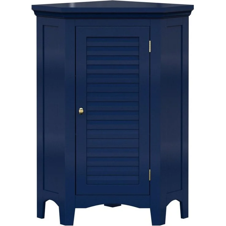 Teamson Home Hochschrank Freistehender Aufbewahrungsschrank aus MDF mit Lamellentür blau – Bild 5