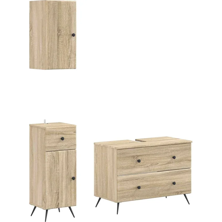 vidaXL 3-teiliges Badezimmer-Schranksystem BREDA Sonoma-Eiche 3417803 – Bild 2