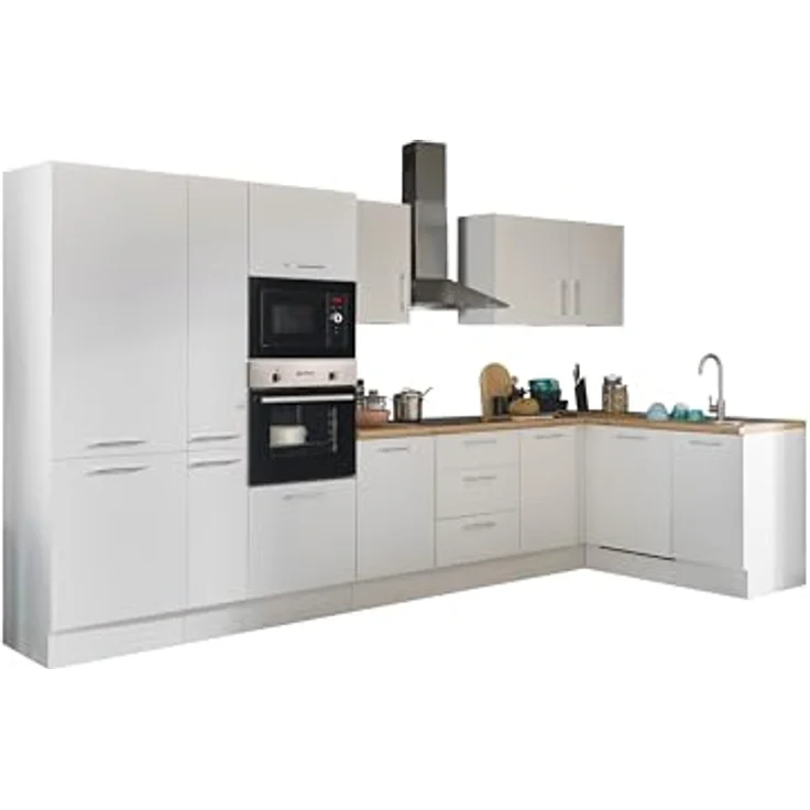 Turin LBM Eckküche 370 x 211 x 60 cm, weiß - Ohne Küchengeräte - Moderne, geräumige Küche in Artisan-Eiche Optik mit viel Stauraum – Bild 2
