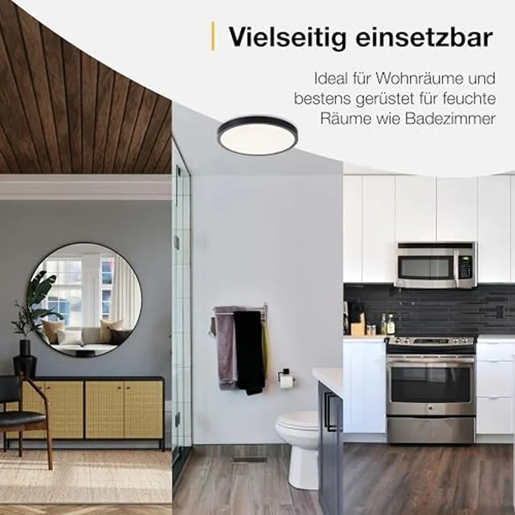 Brilliant LED Deckenleuchte Navara, LED fest integriert, Neutralweiß, Ø 37,5cm, Höhe 3 cm, 2900 lm, 4000 K, IP44 – Bild 6