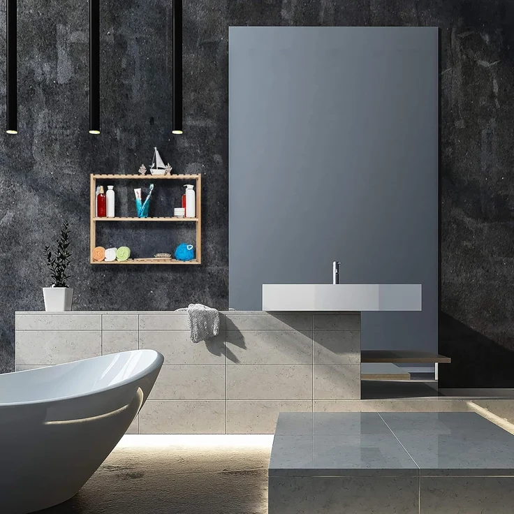 Relaxdays Wandregal mit 3 Ablagen, Walnuss natur, 60 x 15 x 50 cm – Bild 3