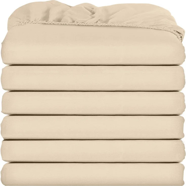 Utopia Bedding Queen-Size-Spannbettlaken – Großpackung mit 6 Bettlaken – weiche gebürstete Mikrofaser – Tiefe Taschen – schrumpf- und lichtbeständig – pflegeleicht (beige)