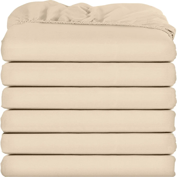 Utopia Bedding Queen-Size-Spannbettlaken – Großpackung mit 6 Bettlaken – weiche gebürstete Mikrofaser – Tiefe Taschen – schrumpf- und lichtbeständig – pflegeleicht (beige)