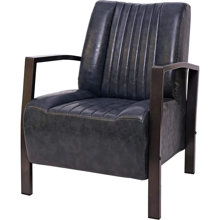 Sessel HWC-H10, Loungesessel Polstersessel Relaxsessel, Metall Industriedesign ~ vintage grau