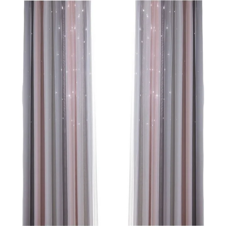 MODFU Verdunkelungsvorhang 2er Set Tüllvorhänge Farbverlauf Vorhänge Curtains Set (2 St), Ösen, verdunkelnd, Polyester, Schlafzimmer Thermovorhang Ösen Wärmeisolierend gegen Kälte Blickdicht – Bild 4