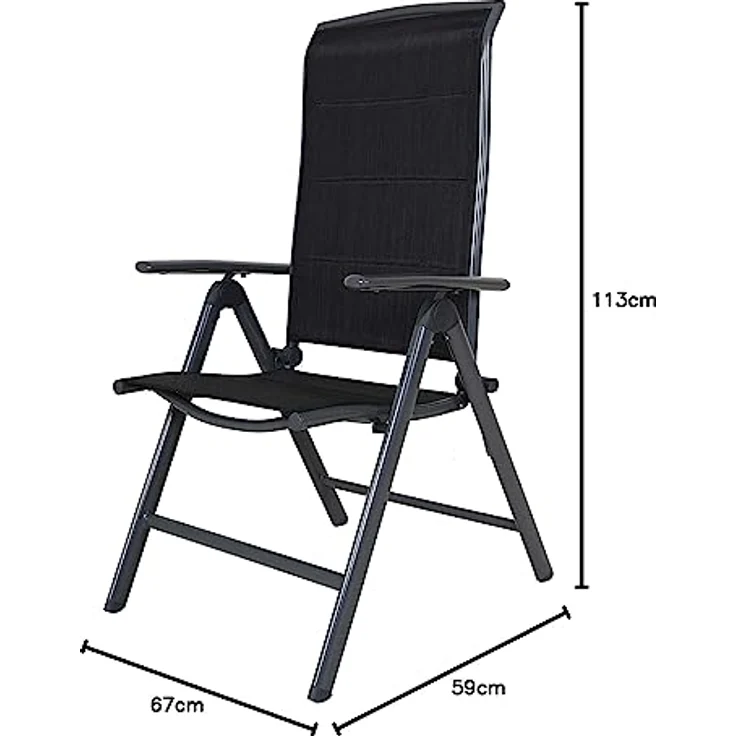 Chicreat Gepolsterter Klappstuhl mit hoher Rückenlehne, Aluminium - Grau/Schwarz – Bild 11