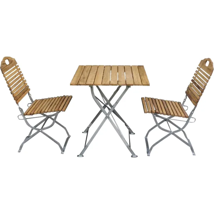 Kurgarten - Garnitur BAD TÖLZ 3-teilig (2x Stuhl, 1x Tisch 70x70 cm), Flachstahl verzinkt + Robinie, klappbar