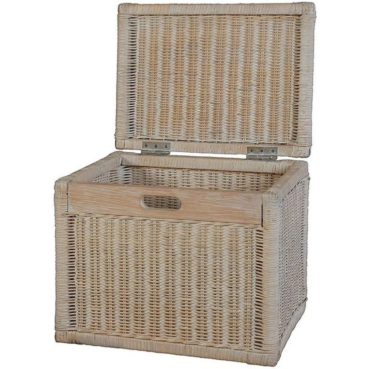 Krines Home Aufbewahrungskorb Hoher Korb mit Deckel Rattan geflochten Regalkorb Aufbewahrungsbox, Mit Inlett – Bild 2