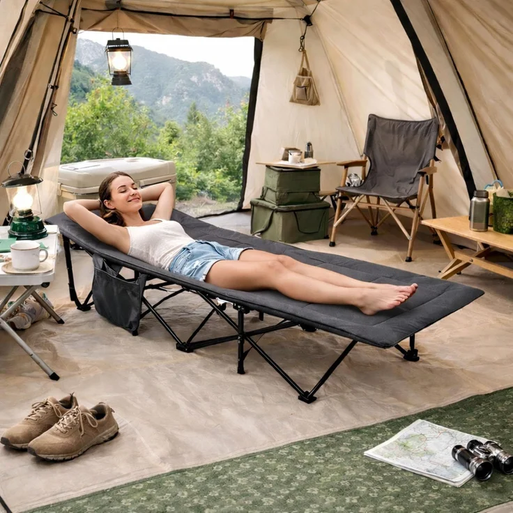 Popup Gartenliege Feldbett Campingbett gepolstert klappbar 190x67x37cm – Bild 1