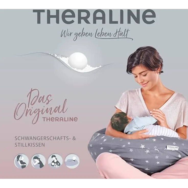 Theraline Stillkissen 190cm inkl. Bezug Indie Dots antikrosa Mikroperlenfüllung – Bild 3