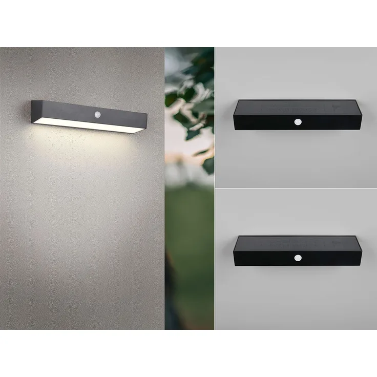 2er SET Solar Wandleuchten auch per USB aufladbar mit Bewegungsmelder, B: 30cm