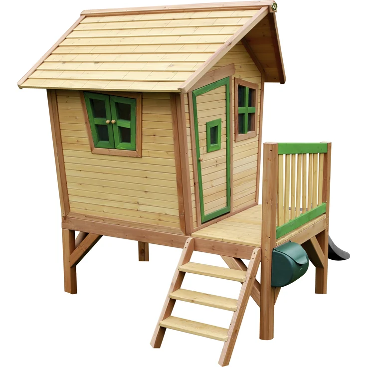 AXI Spielhaus Robin mit grauer Rutsche Stelzenhaus in Braun & Grün aus FSC Holz für Kinder | Braun, grün, grau | Holz | 177 cm – Bild 5