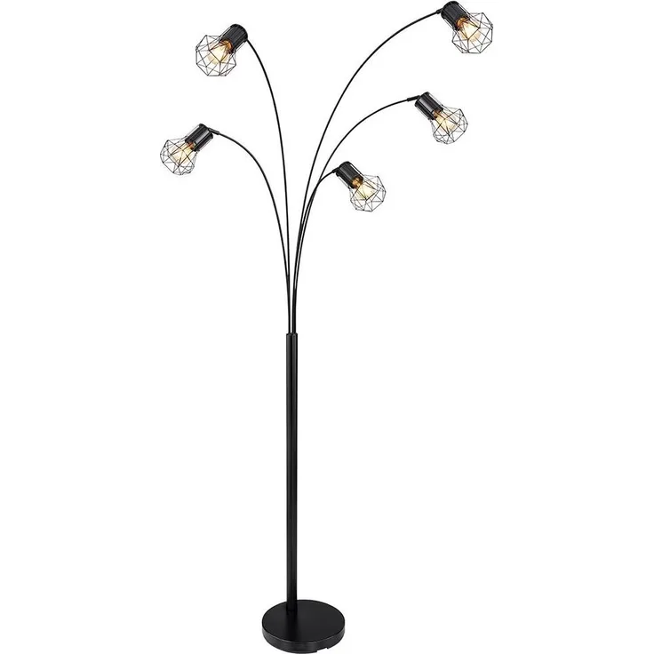 GLOBO Stehlampe Wohnzimmer Stehleuchte Industrie Optik Gitter Schwarz 54017S