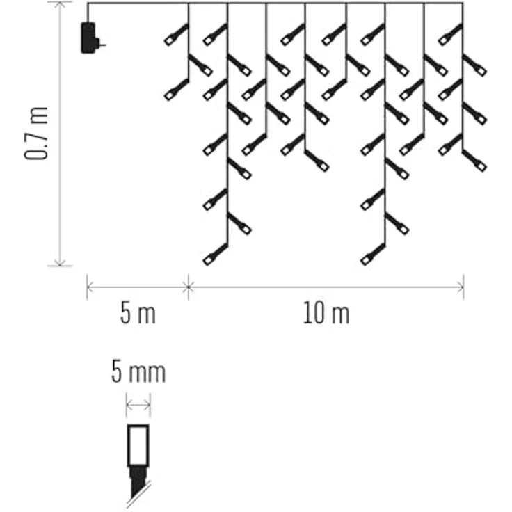 EMOS LED-Eisregen Lichterkette, 10m Weihnachtslichterkette + 5m Zuleitung, 600 LEDs, 8 Lichtmodi, Netzteil mit Timer 6h/18h, IP44 für Innen und Außen, Kaltweiß – Bild 6