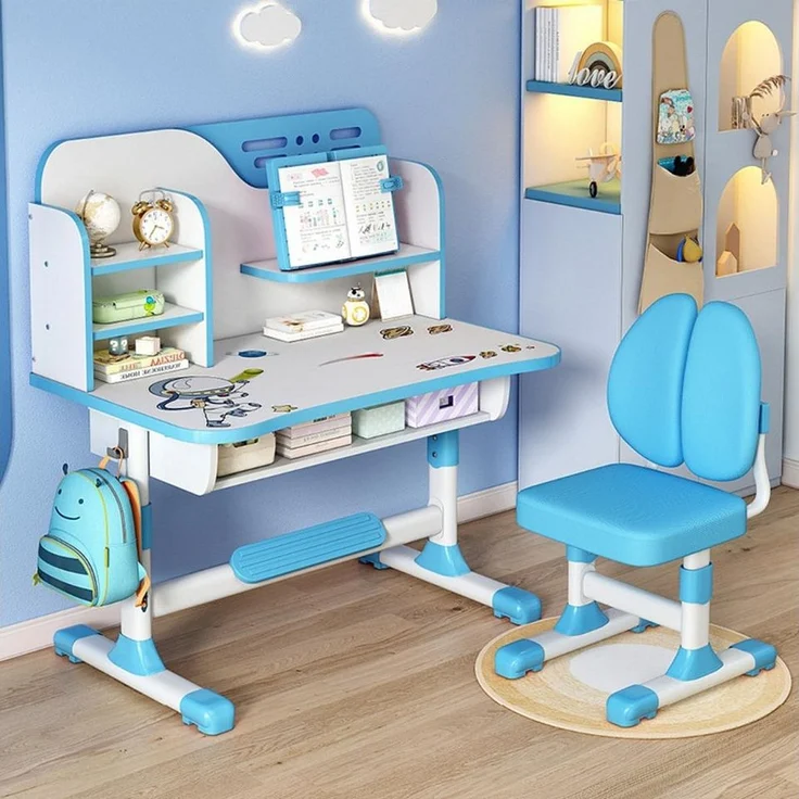 Rutaqian Kinderschreibtisch Kinderschreibtischstuhl Set für Kinder,Höheverstellbar 105 und 111 cm (Kinder-Schreibtisch- und Stuhl-Set, 1-St, 1 x Kinderschreibtisch, 1 x Kinderstuhl), Schreibtisch mit Stuhl, Bücherständer und Schublade für Jungs Mädchen – Bild 5