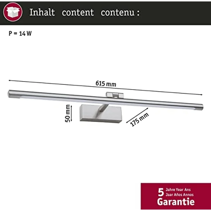 Paulmann 95567 LED Bilderleuchte Mingo 3000K 615x175 mm 11W Alu gebürstet – Bild 2