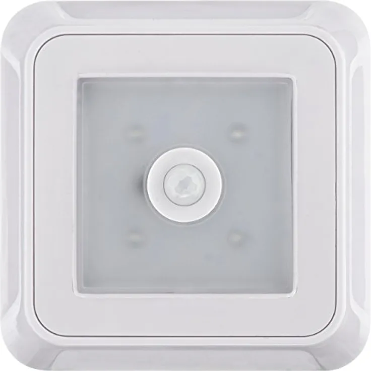 MÜLLER LICHT Cara Sensor mobile LED Batterieleuchte mit Bewegungssensor und Dämmerungssensor, selbstklebend mit Magnethalter, 0,5 W, 12 lm, inkl. Batterien (4x AAA), Weiß