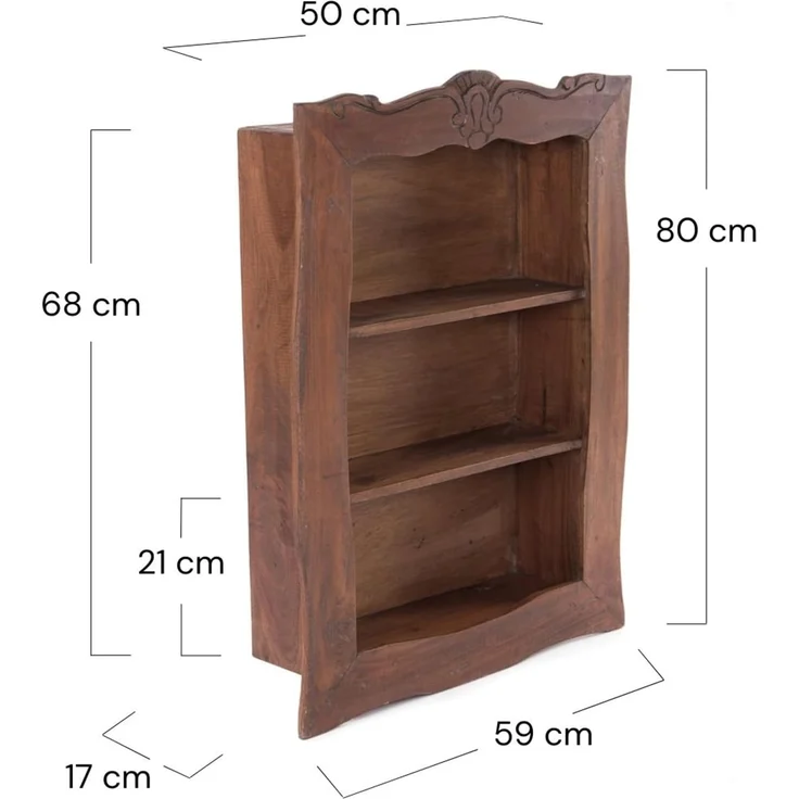 DESIGN DELIGHTS Wandregal WANDREGAL "CLEA", Altholz massiv, 80 cm, Hängeregal mit Schnitzerei – Bild 2