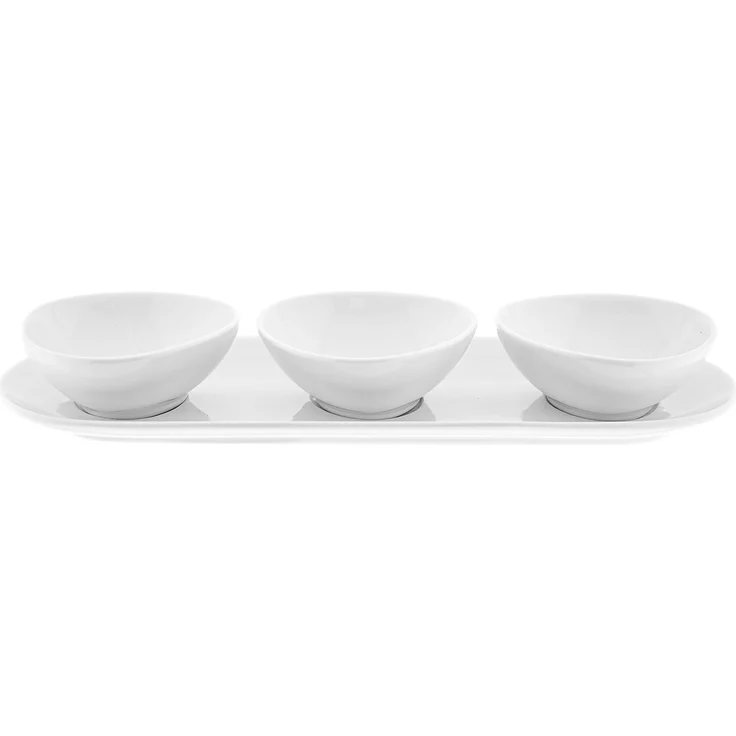 Ayda 4-teiliges Snackschalen-Set aus Porzellan - 3 Schalen + 1 Servierteller – Bild 1