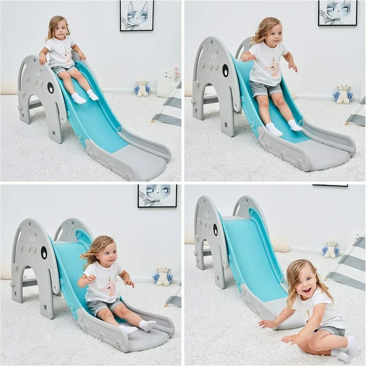 Baby Vivo Kinderrutsche / Rutsche - Elefant in Türkis / Grau
163 x 42 x 75 cm (LxBxH), ab 2 Jahren, bis ca. 70 kg belastbar – Bild 5