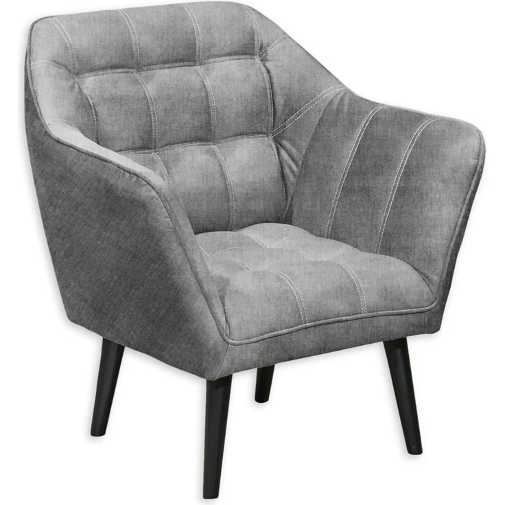MAX Loungesessel mit Armlehnen, Grey - Bequemer Sessel gepolstert mit schwarzen Massivholz Füßen für Esszimmer & Wohnzimmer - 84 x 87 x 70 cm (B/H/T) – Bild 1