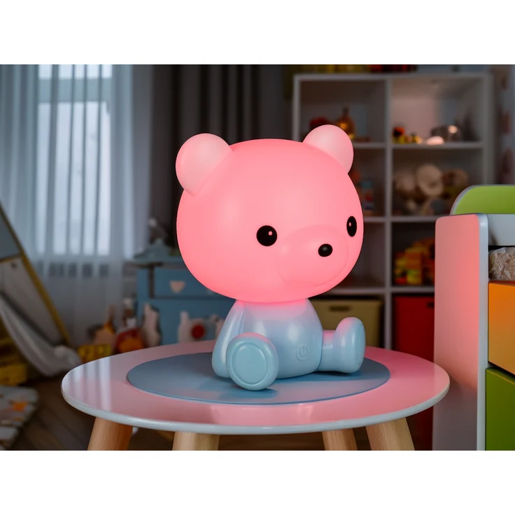 Ausgefallene USB Tischlampe Teddy mit RGB Farbwechsel, Blau, Höhe 25cm – Bild 5