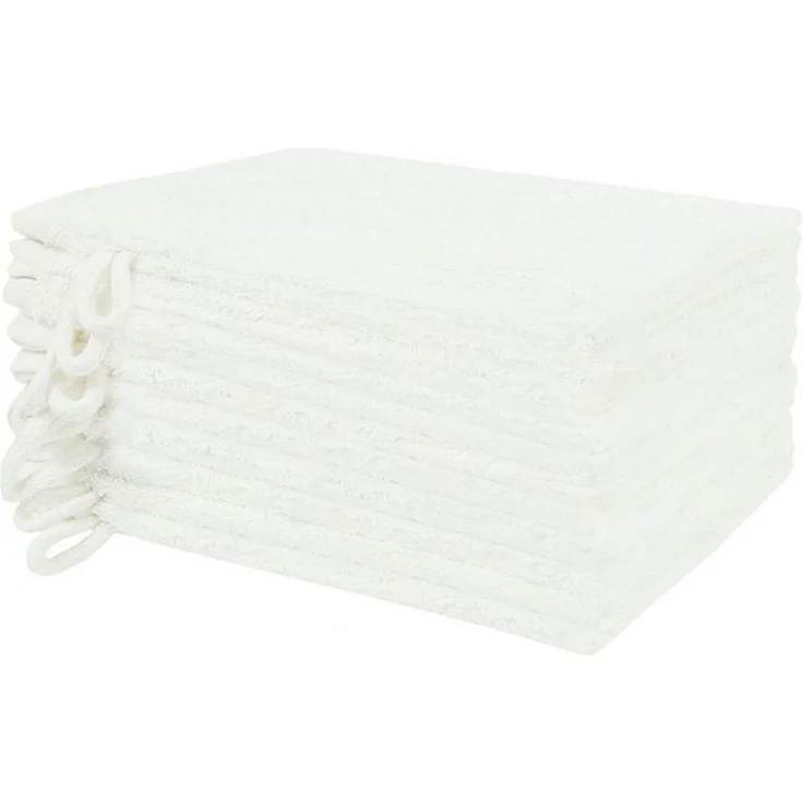 NatureMark Waschhandschuh Waschhandschuhe 500 gsm (10er-Set), 100% Baumwolle (10-St), Premium Frottier Waschhandschuhe, 15x21cm, Naturweiß – Bild 4