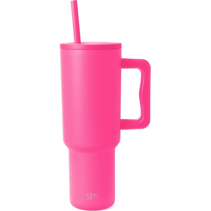 Simple Modern 40 oz Tumbler with Handle and Straw Lid | Insulated Cup Reusable Stainless Steel Water Bottle Travel Mug Cupholder Friendly | Gifts for Women Him Her | Trek Collection | Raspberry Vibes