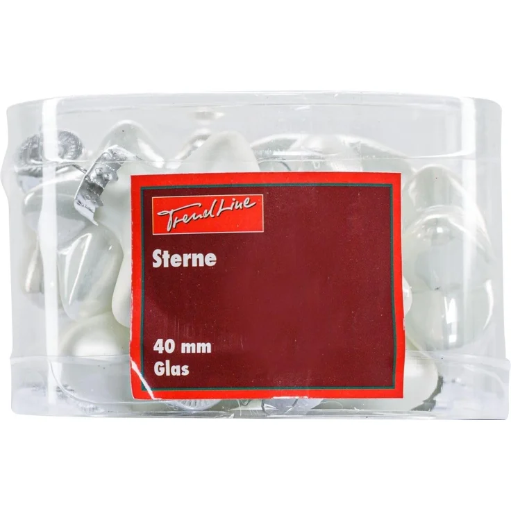 TrendLine Mini-Glas-Sterne winterweiß 12 Stück Ø 4 cm Weihnachtsdekoration – Bild 2
