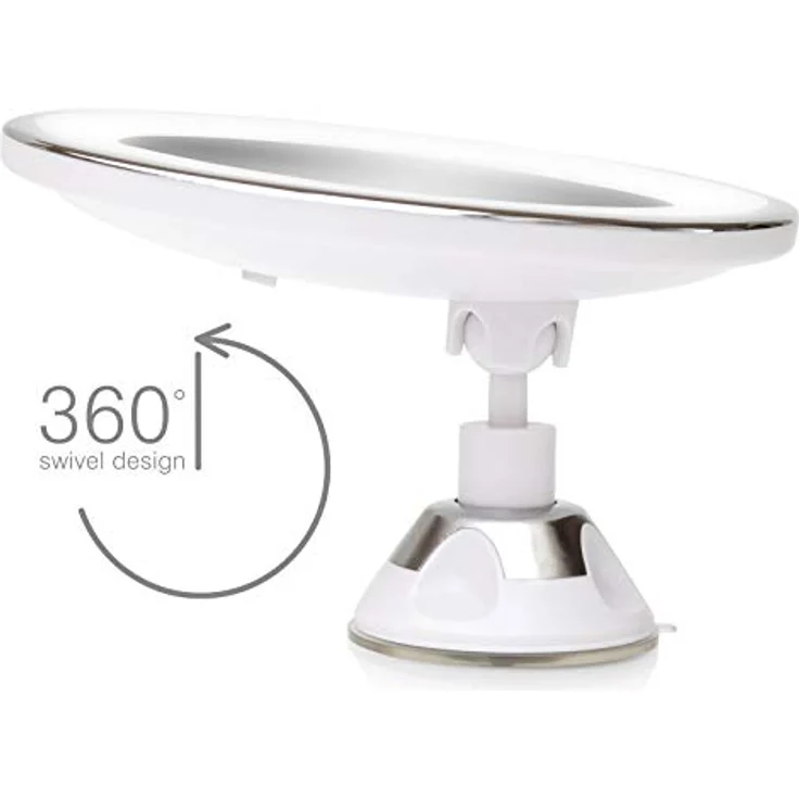 Rio Beauty Kosmetikspiegel mit 5-facher Vergrößerung und LED-Beleuchtung, 360° drehbar, Weiß – Bild 4
