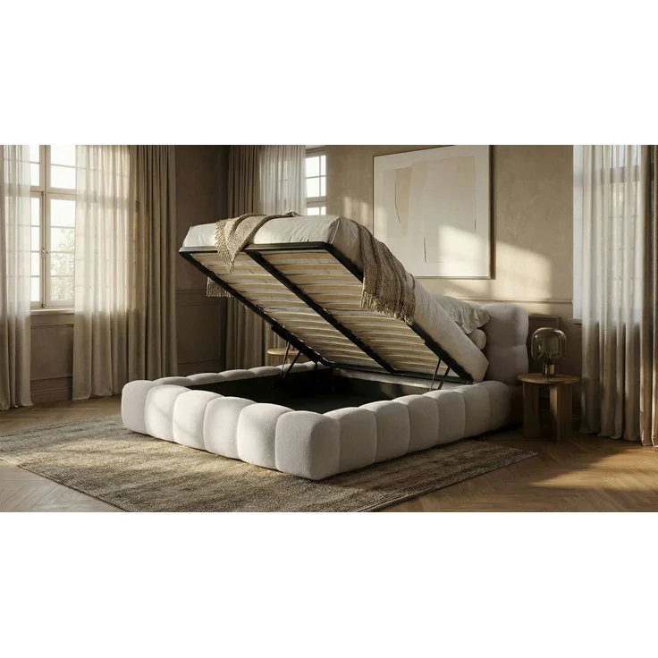 thematys Polsterbett CLOUD mit Bettkasten 140x200cm, Ohne Matratze, Davis, Beige – Bild 4