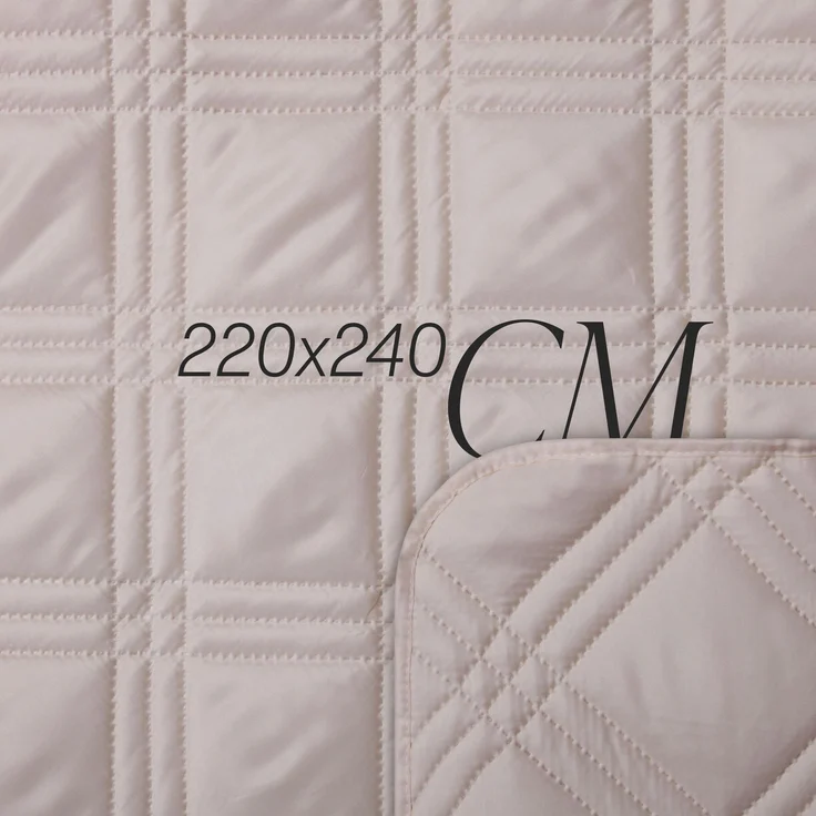 Tages-Decke XXL (220x240 cm) mit wattierter Zwischenlage, in verschiedenen gesteppten Patchwork Designs, Überwurf Steppbett Beige – Bild 2