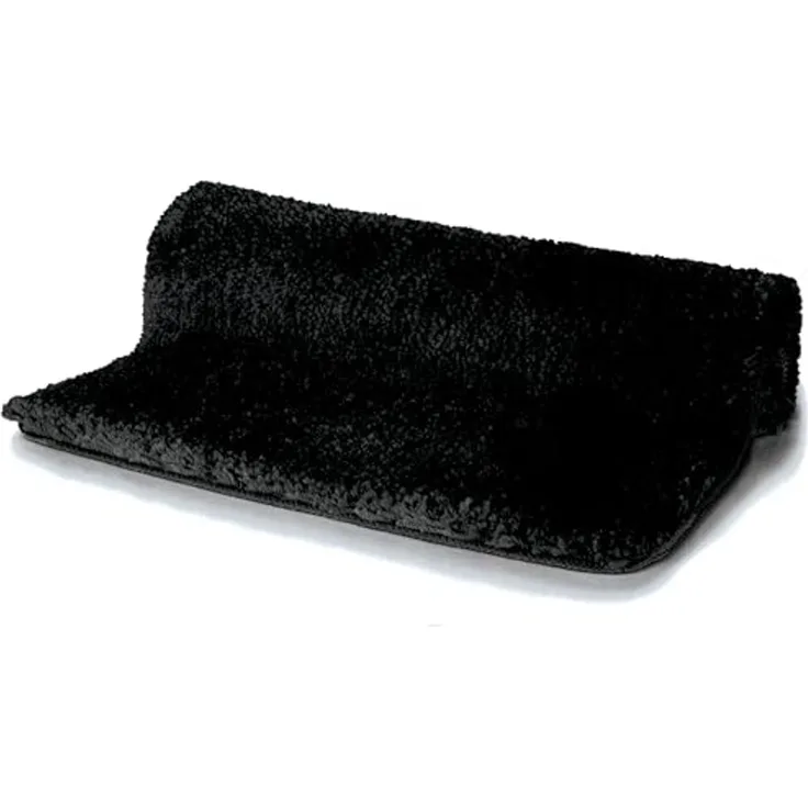 Spirella Badteppich Badematte Duschvorleger Mikrofaser Hochflor | flauschig | rutschhemmend | geeignet für Fußbodenheizung | 60x90 cm | Schwarz