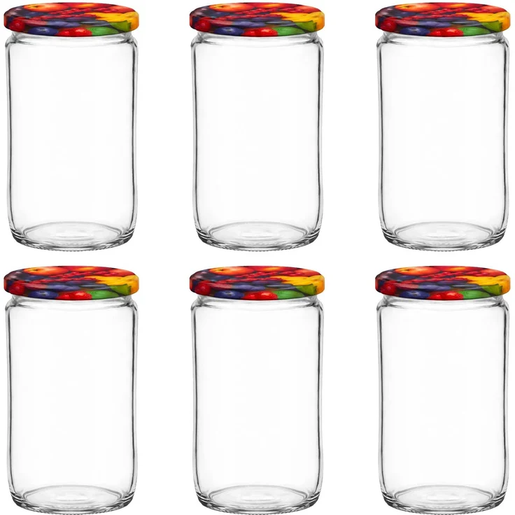 hocz 6x Einmachgläser 720 ml | mit Deckel Obst TO 82 | leere Gläser mit Schraubdeckel zum befüllen | Sturzgläser, Schraubgläser, Marmeladengläser Set | 6 Stück
