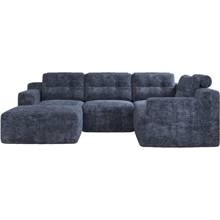 5-Sitzer modulares U-Form Sofa 252 x 180 x 82 cm aus Chenille, rahmenlos – Bild 7