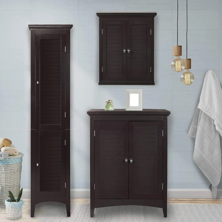 Versanora ELG-595 Badezimmer-Fußboden-Kabinett, MDF, Braun, 66.04 x 33.02 x 81.28 cm – Bild 5