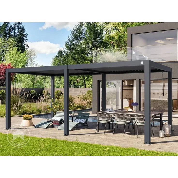 PRIMEYARD Pergola 3x6 m Aluminium Pfosten mit Lamellendach aus Aluminium anthrazitfarbeneTerrassenüberdachung